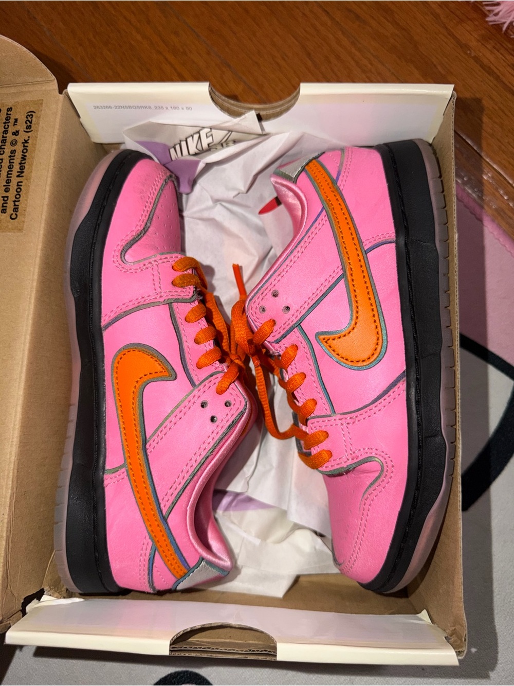 Nike Kids Pink with Orange SB Dunk Low-Top Sneakers